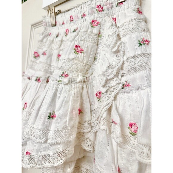 LoveShackFancy Women’s Mini Skirt Cotton Embroidered Lace Size XXS New W Tags - Picture 14 of 16